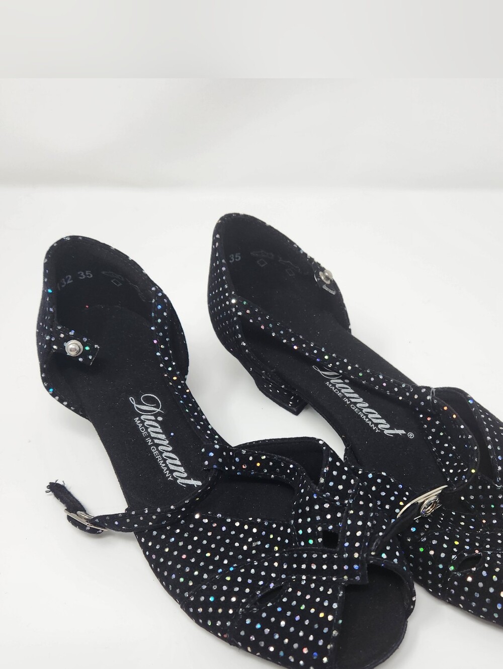 Diamant Black Rhinestone-Embellished Women's Dress Heels For Dancing